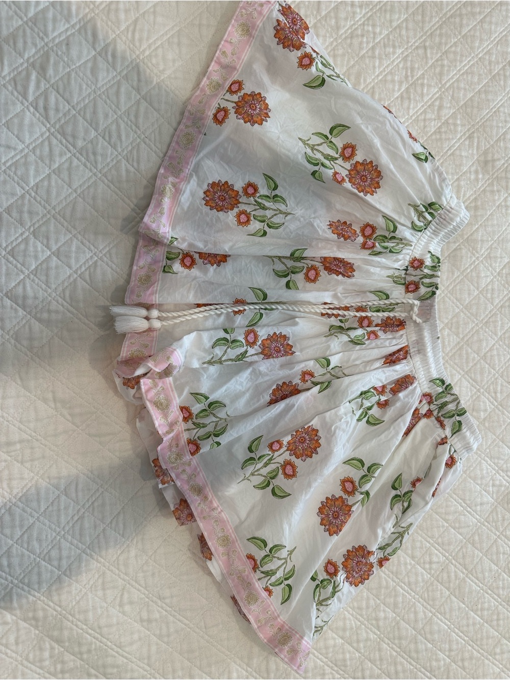 Old Navy White Floral High Waist Shorts with Pink Trim